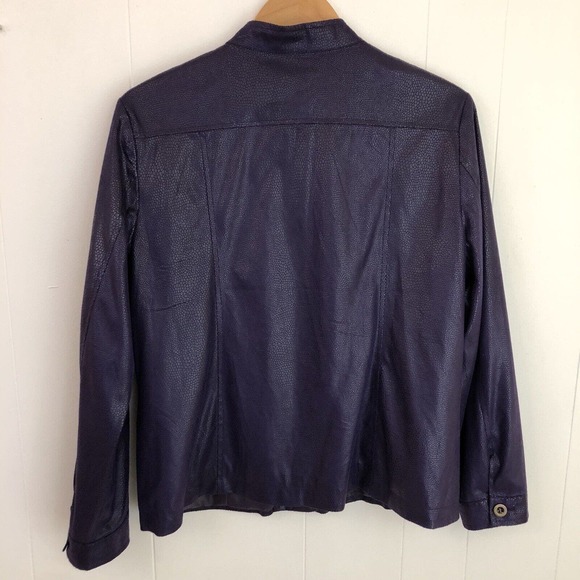 Additions By Chico's 2‎ Size Large Purple Faux Leather Snakeskin Jacket Buttons - Picture 7 of 9